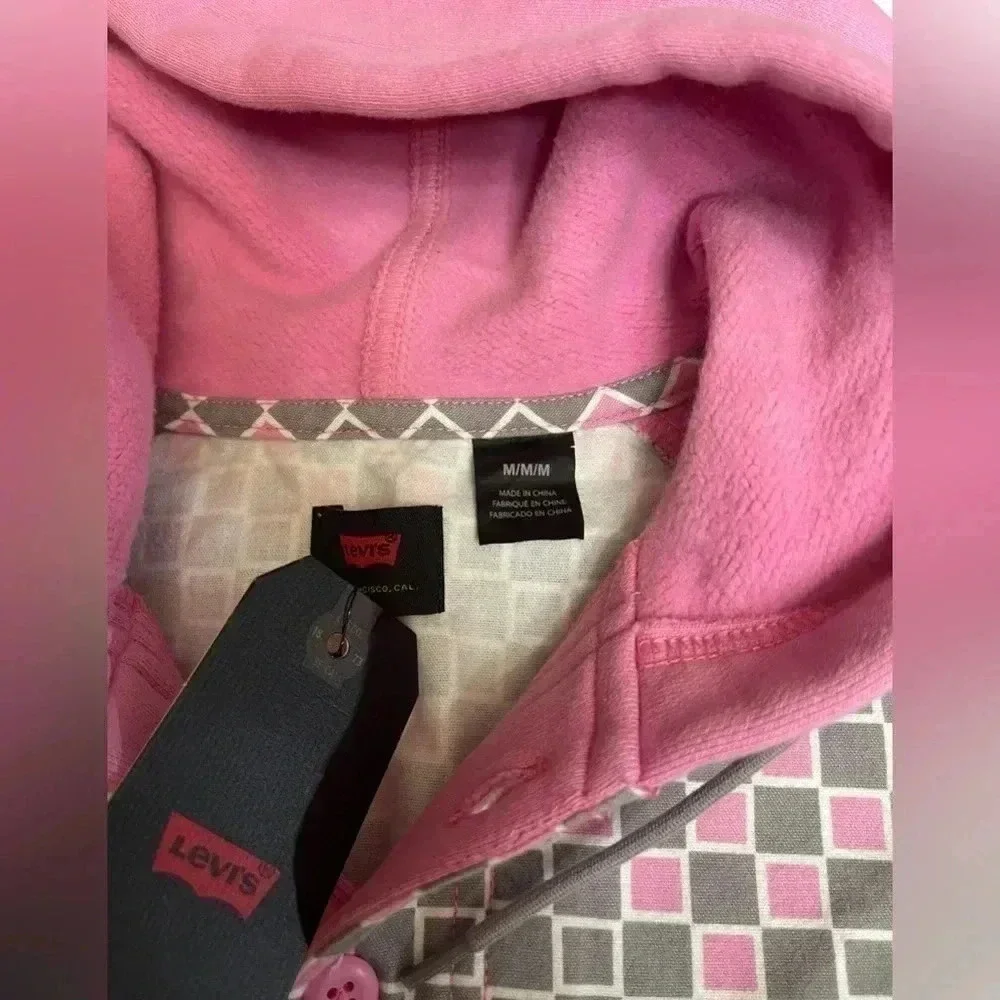 Levi's Skateboarding Hoodie Pink Gray Heavyweight Sweater Mens Size M New